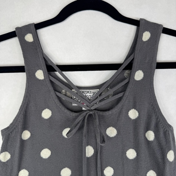 ANTHROPOLOGIE / BARASCHI Gray & White Polk Dot Strapy Knit Tank - Sz M - Picture 5 of 11